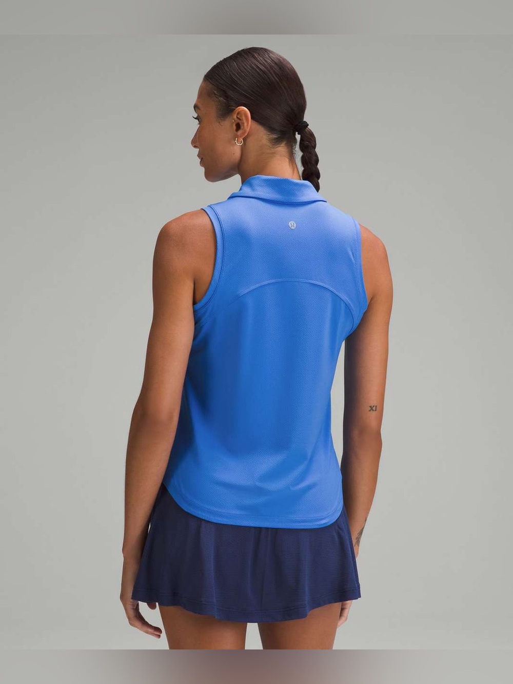 Lululemon Quick Dry Sleeveless Polo Shirt size 8 Pipe Dream Blue PDBL - Picture 3 of 7